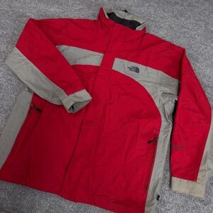Vintage The North Face Hyvent Rain Jacket Men Large Red Gray Waterproof Shell